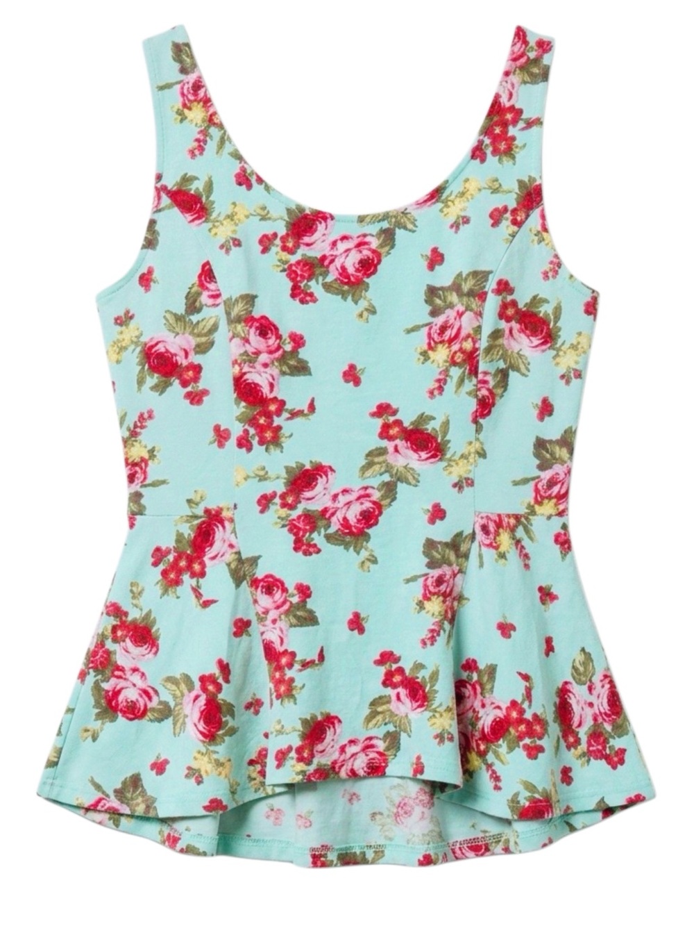 Pacsun Kirra Y2K Romantic Floral Babydoll Peplum Tank Top With Open Back Design